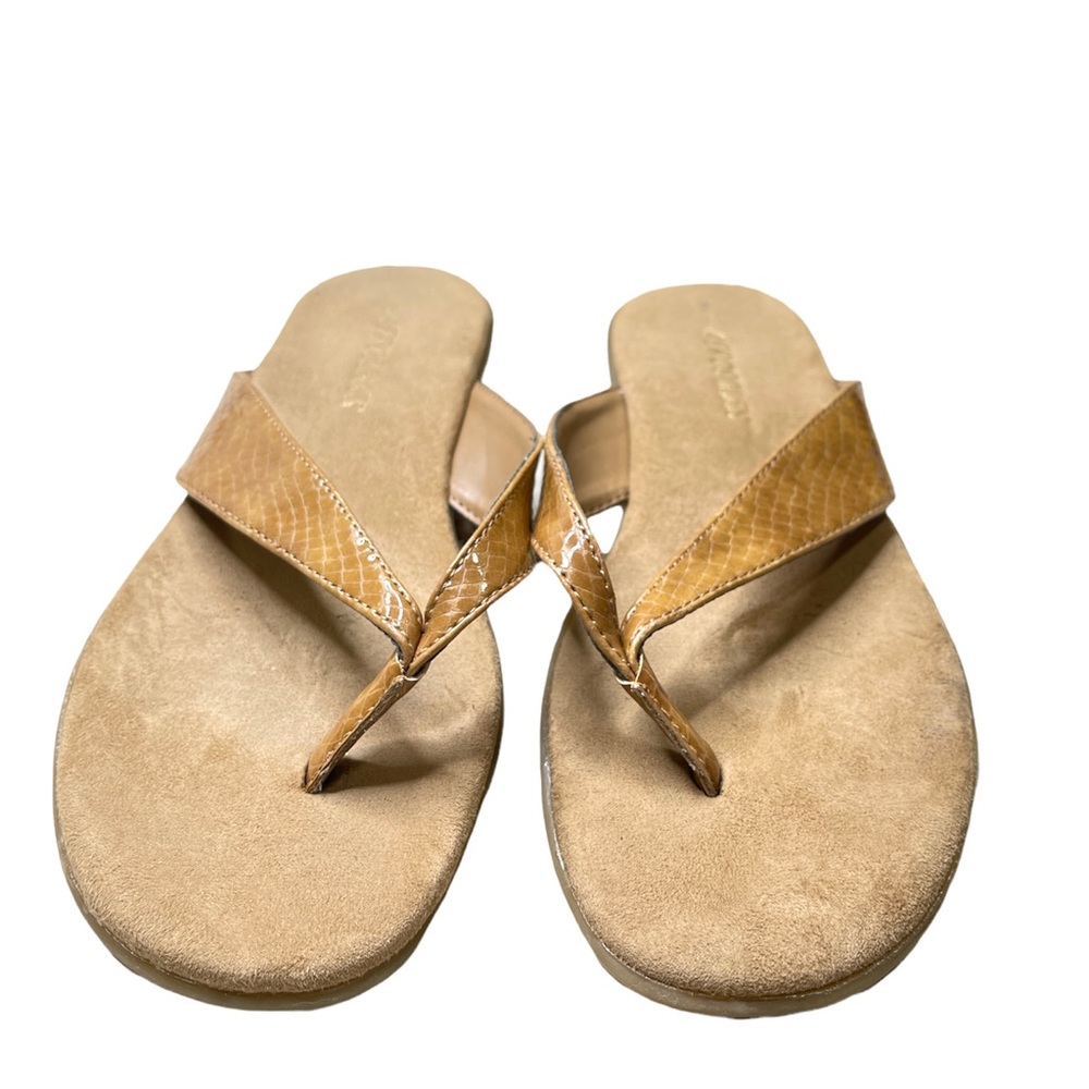 Aerosols Camel Flip-flops with Snakeskin Print and Felt Sole
